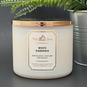 BBW White Gardenia White Barn Bath & Body Works 3 Wick Candle